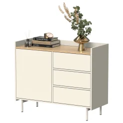 Kommode Velina Creme 100 x 82 cm mit 3 Schubladen und 1 Tür Vicco