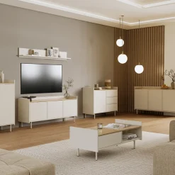 Kommode Velina Creme 140 x 82 cm mit 6 Fächern Vicco