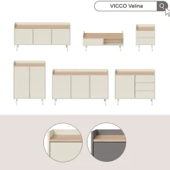 Kommode Velina Creme 140 x 82 cm mit 6 Fächern Vicco