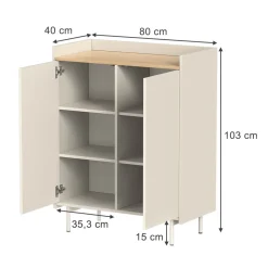 Kommode Velina Creme 80 x 103 cm mit 6 Fächern Vicco