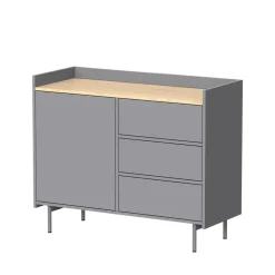 Kommode Velina Grau 100 x 82 cm mit 3 Schubladen und 1 Tür Vicco