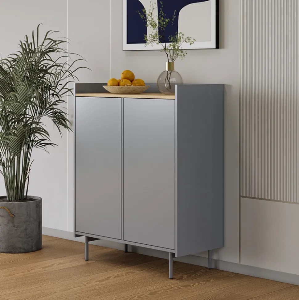 Kommode Velina Grau 80 x 103 cm mit 6 Fächern Vicco