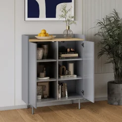 Kommode Velina Grau 80 x 103 cm mit 6 Fächern Vicco