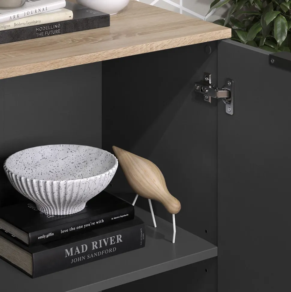 Kommode Wido Anthrazit 50 x 80 cm mit Regal Vicco