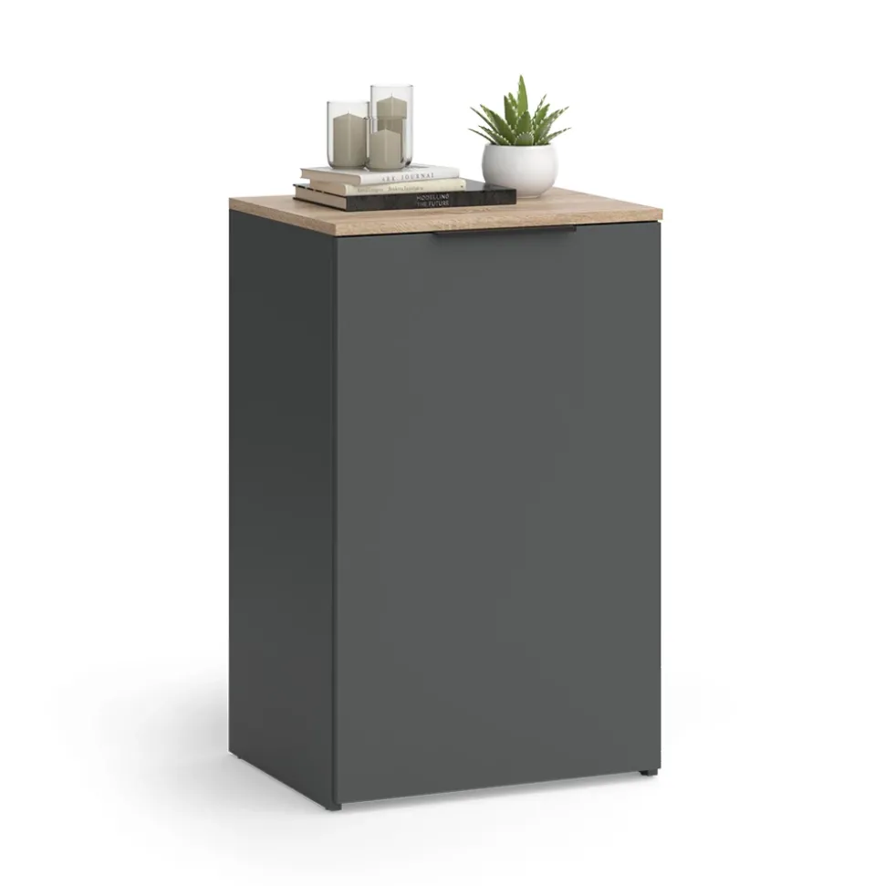 Kommode Wido Anthrazit 50 x 80 cm mit Regal Vicco