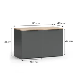 Kommode Wido Anthrazit 80 x 50 cm mit 2 Türen Vicco