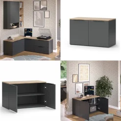 Kommode Wido Anthrazit 80 x 50 cm mit 2 Türen Vicco