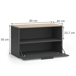 Kommode Wido Anthrazit/Sonoma 80 x 50 cm mit 1 geschlossenem Fach Vicco