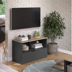 Kommode Wido Anthrazit/Sonoma 80 x 50 cm mit 1 geschlossenem Fach Vicco