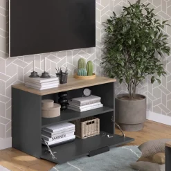 Kommode Wido Anthrazit/Sonoma 80 x 50 cm mit 1 geschlossenem Fach Vicco