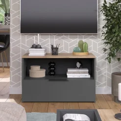 Kommode Wido Anthrazit/Sonoma 80 x 50 cm mit 1 geschlossenem Fach Vicco