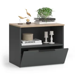 Kommode Wido Anthrazit/Sonoma 60 x 50 cm mit klappe Vicco