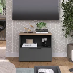 Kommode Wido Anthrazit/Sonoma 60 x 50 cm mit klappe Vicco