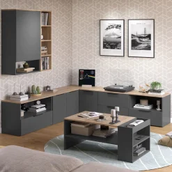 Kommode Wido Anthrazit/Sonoma 60 x 50 cm mit klappe Vicco