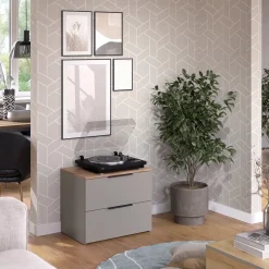 Kommode Wido Greige 60 x 50 cm mit 2 Schubladen Vicco