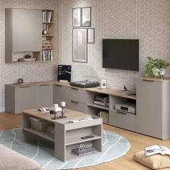 Kommode Wido Greige 50 x 80 cm mit Regal Vicco