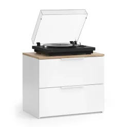 Kommode Wido Weiß/Sonoma 60 x 50 cm mit 2 Schubladen Vicco