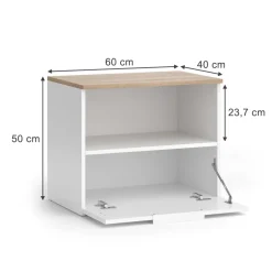 Kommode Wido Weiß/Sonoma 60 x 50 cm mit klappe Vicco