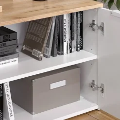 Kommode Wido Weiß/Sonoma 80 x 50 cm mit 2 Türen Vicco