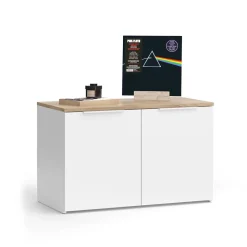 Kommode Wido Weiß/Sonoma 80 x 50 cm mit 2 Türen Vicco