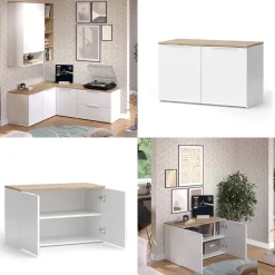 Kommode Wido Weiß/Sonoma 80 x 50 cm mit 2 Türen Vicco