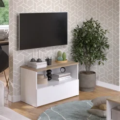 Kommode Wido Weiß/Sonoma 80 x 50 cm mit 1 geschlossenem Fach Vicco