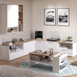 Kommode Wido Weiß/Sonoma 80 x 50 cm mit 1 geschlossenem Fach Vicco