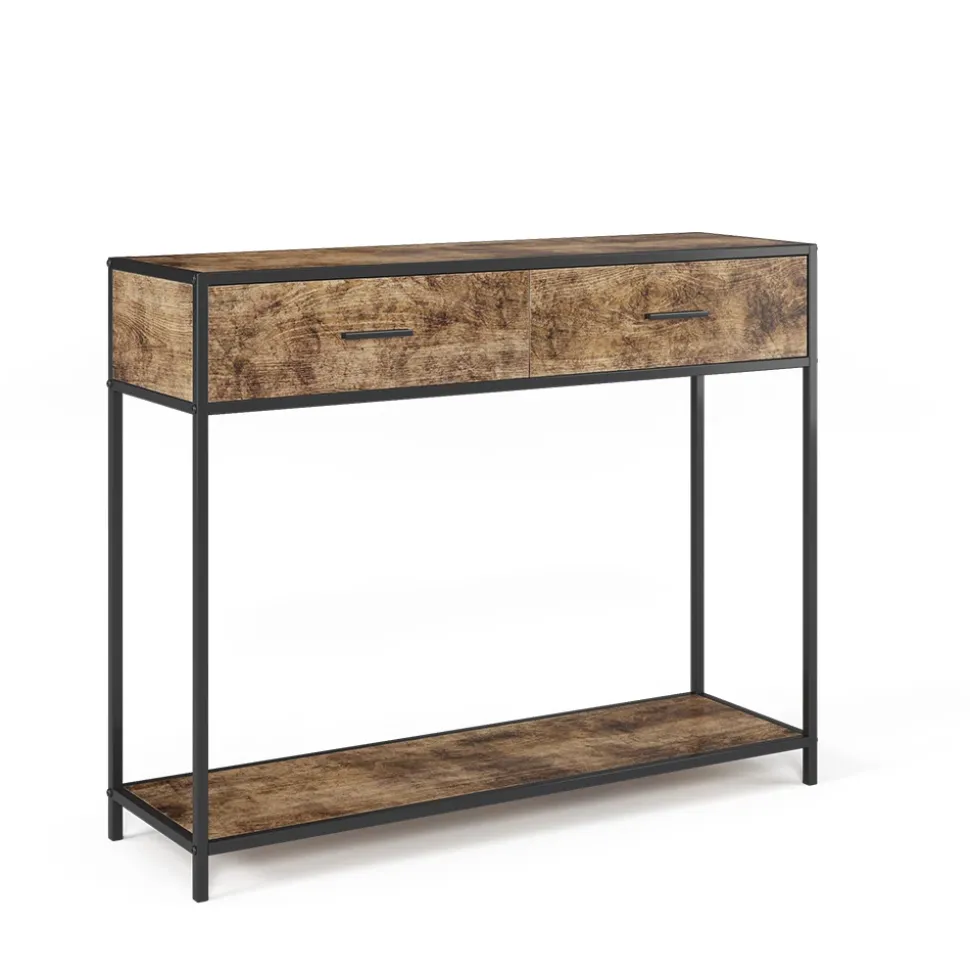 Konsolentisch Fyrk Antikholz 100 x 80 cm mit Schubladen Vicco