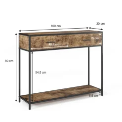 Konsolentisch Fyrk Antikholz 100 x 80 cm mit Schubladen Vicco