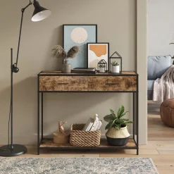 Konsolentisch Fyrk Antikholz 100 x 80 cm mit Schubladen Vicco