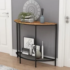 Konsolentisch Fyrk Eiche rustikal 92 x 81.5 cm mit offener Ablage Vicco