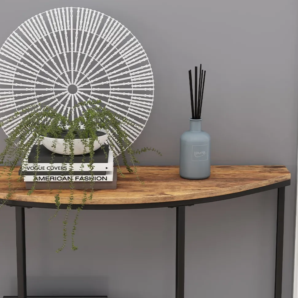 Konsolentisch Fyrk Eiche rustikal 92 x 81.5 cm mit offener Ablage Vicco