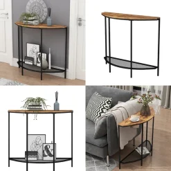 Konsolentisch Fyrk Eiche rustikal 92 x 81.5 cm mit offener Ablage Vicco