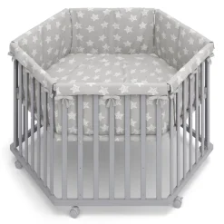 Laufgitter Estrella Grau 128 x 110 cm 6 Ecken Vitalispa