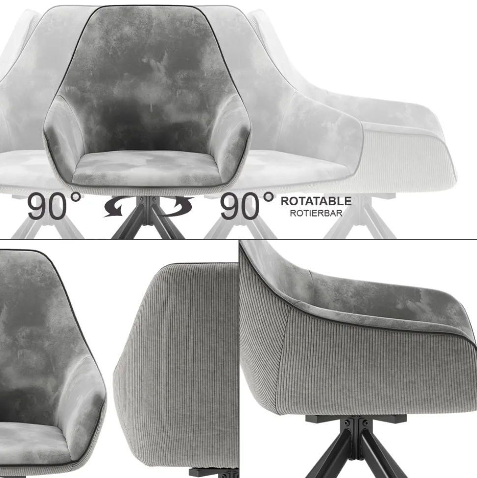 Loungesessel Eleganza Hellgrau 2er Set Vicco