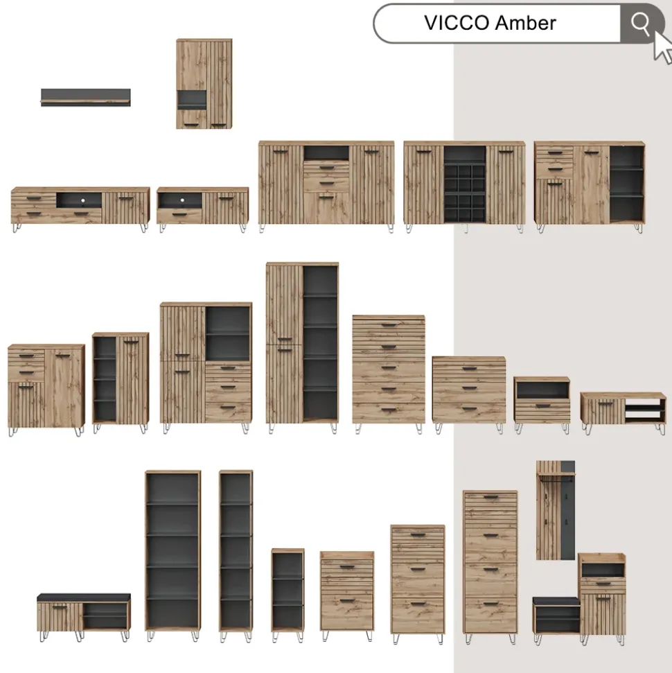 Lowboard Amber Eiche 150 x 48.5 cm Vicco