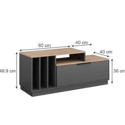 Lowboard Betti Anthrazit/Sonoma 120 x 49.9 cm mit 1 Tür Vicco