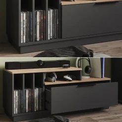 Lowboard Betti Anthrazit/Sonoma 120 x 49.9 cm mit 1 Tür Vicco