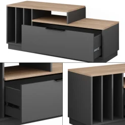 Lowboard Betti Anthrazit/Sonoma 120 x 49.9 cm mit 1 Tür Vicco