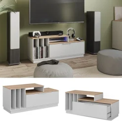 Lowboard Betti Weiß/Sonoma 120 x 49.9 cm mit 1 Tür Vicco