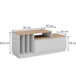 Lowboard Betti Weiß/Sonoma 120 x 49.9 cm mit 1 Tür Vicco
