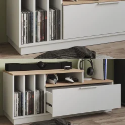 Lowboard Betti Weiß/Sonoma 120 x 49.9 cm mit 1 Tür Vicco