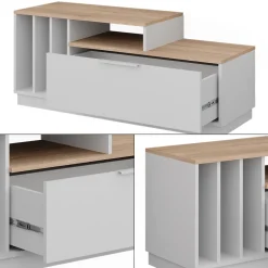 Lowboard Betti Weiß/Sonoma 120 x 49.9 cm mit 1 Tür Vicco