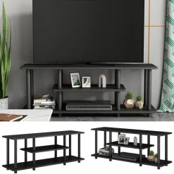 Lowboard Cesaro Schwarz 110 x 41.5 cm mit offenen Regalen Vicco