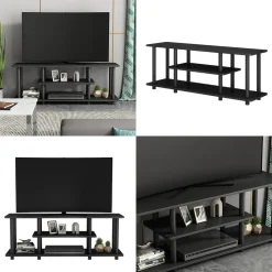 Lowboard Cesaro Schwarz 110 x 41.5 cm mit offenen Regalen Vicco