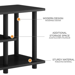 Lowboard Cesaro Schwarz 110 x 41.5 cm mit offenen Regalen Vicco