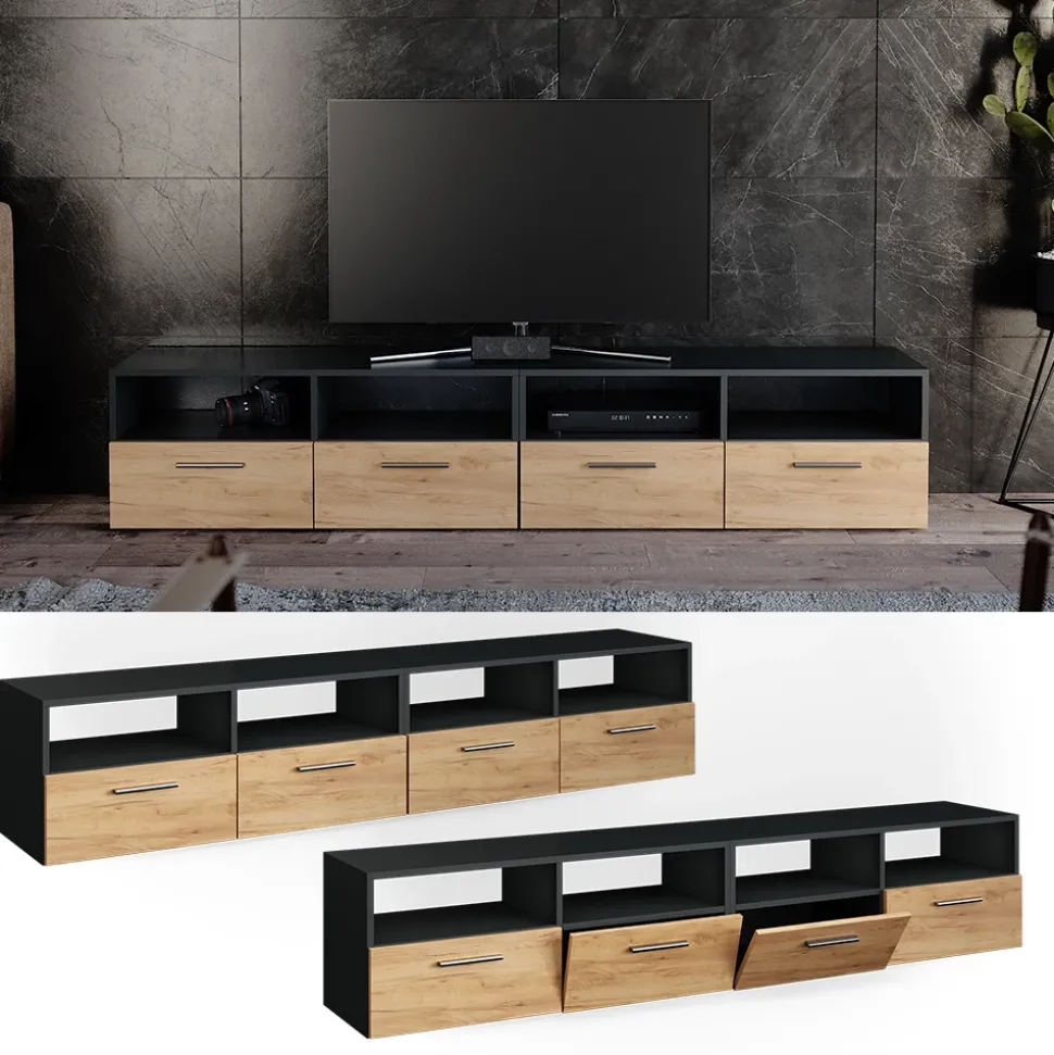 Lowboard Diego Anthrazit 190 x 38 cm Vicco