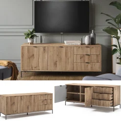 Lowboard Eliza Viking Oak 150 x 60 cm mit 3 Schubladen, 2 Türen Vicco