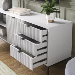 Lowboard Eliza Weiß 150 x 60 cm mit 3 Schubladen, 2 Türen Vicco