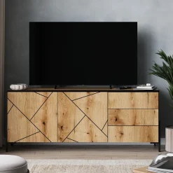 Lowboard Hatto Eiche 150 x 60 cm mit Türen und Schubladen Vicco